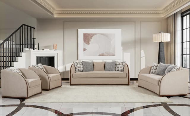 7 SEATER FABRIC SOFA- BROWN (NC977)