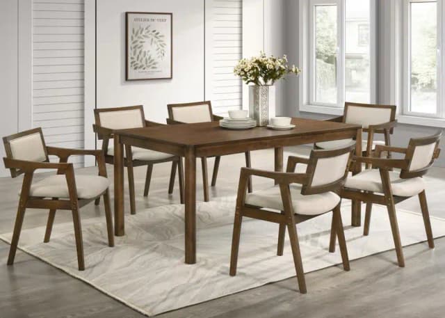 BLAIR 6 SEATER DINING SET-RUSTIC BROWN