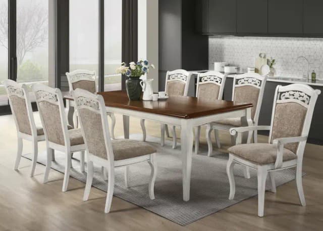 BRYONY 8 SEATER DINING SET- WALNUT/WHITE GREY