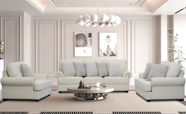 ESTER 6/7 SEATER FABRIC SOFA-CREAM