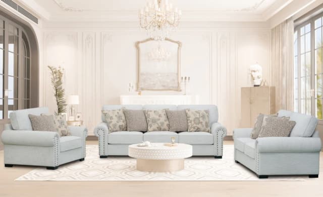 GRECIA 7 SEATER FABRIC SOFA- CREAM