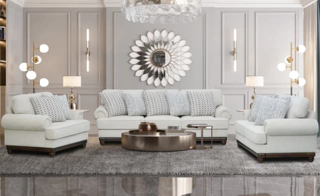 MARRAKESH 7 SEATER FABRIC SOFA- LIGHT GREY