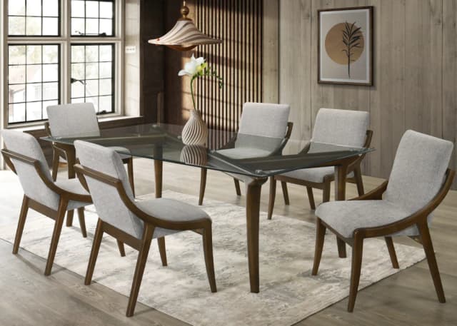 NADYA GLASS TOP 6 SEATER DINING SET