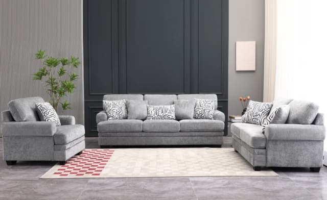 ORLEANS 6/7 SEATER FABRIC SOFA- DARK GREY