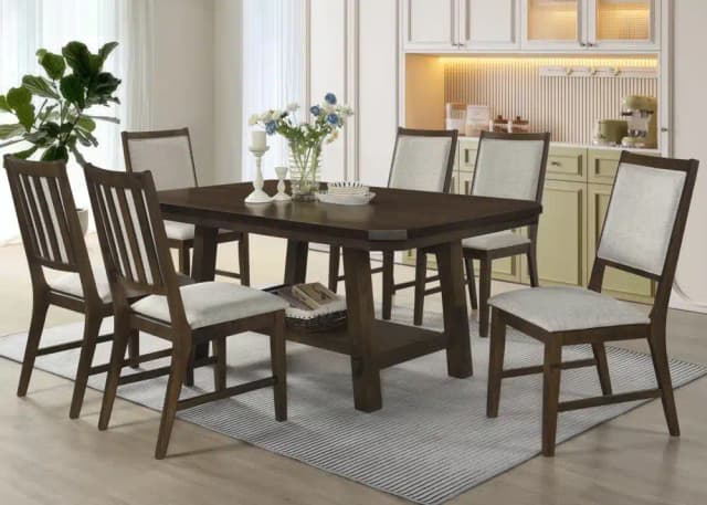 SODIE 6 SEATER DINING SET-ALMOND BROWN