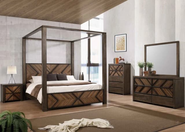 VINITA King Size Bedroom Set (+ 2 Night stands, Dressing Table/Mirror & Chest of Drawers)